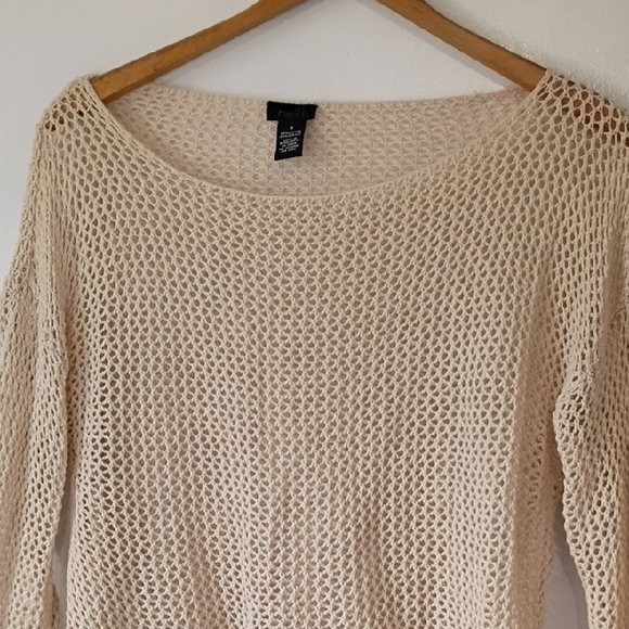 Rue21 Women’s Small Crochet Knit Long Sleeve Stretch Top Layering Piece Cream - Picture 3 of 8